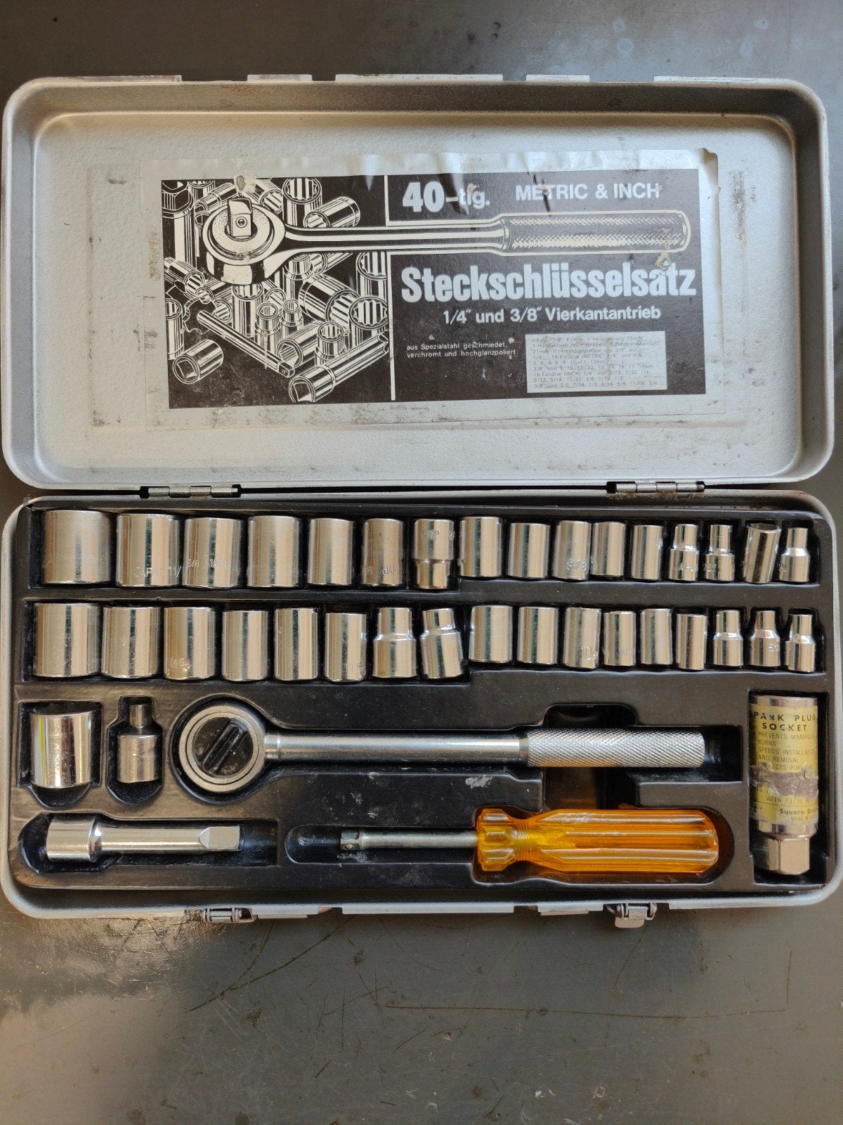 40-delige Steeksleutelset - Metrisch & Inch, Ophalen of Verzenden, Gebruikt, Sleutel/ratel