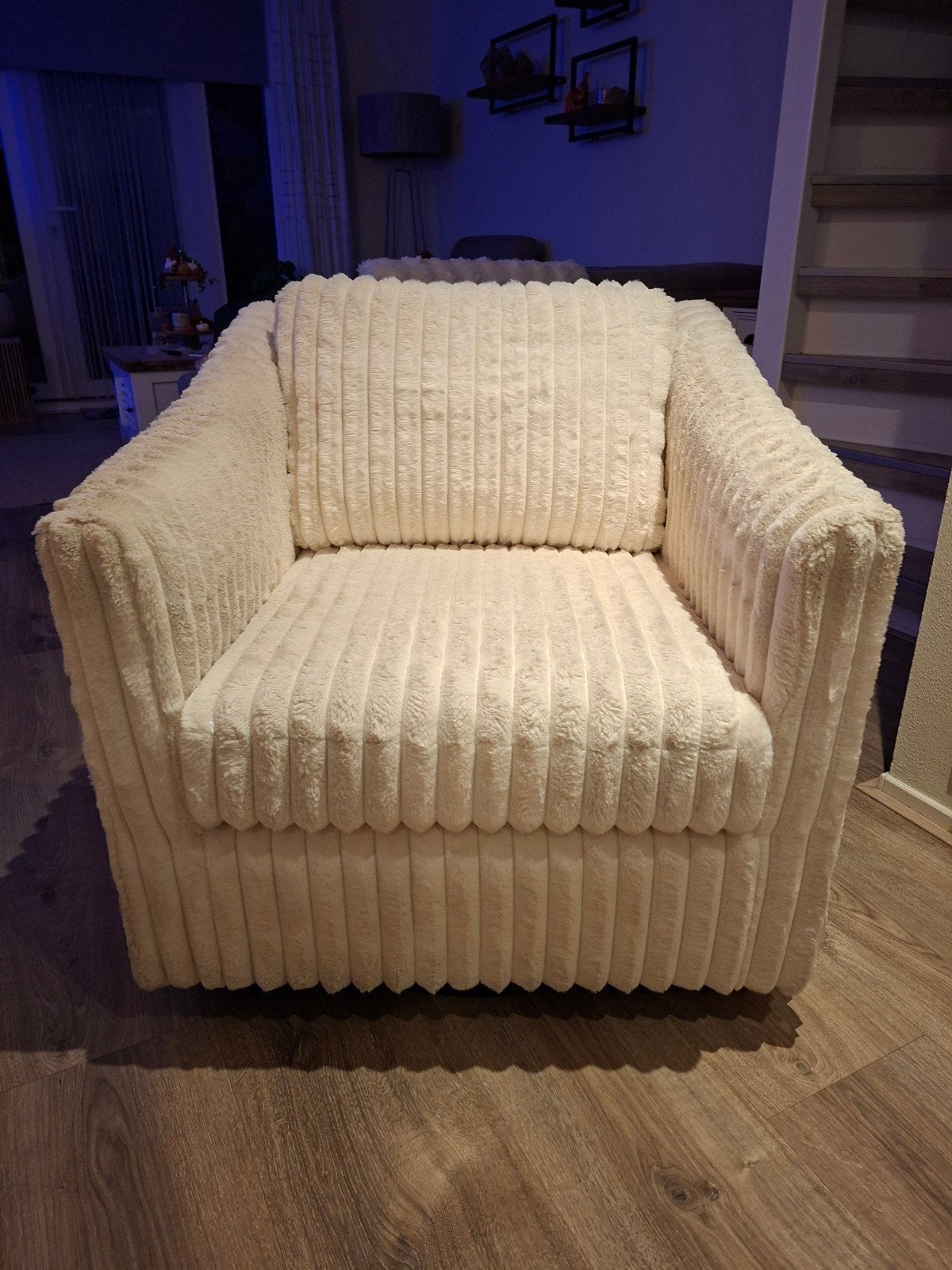 Riviera Maison Draaistoel/Fauteuil - Wit Corduroy, Ophalen, 75 tot 100 cm, Zo goed als nieuw, 75 tot 100 cm
