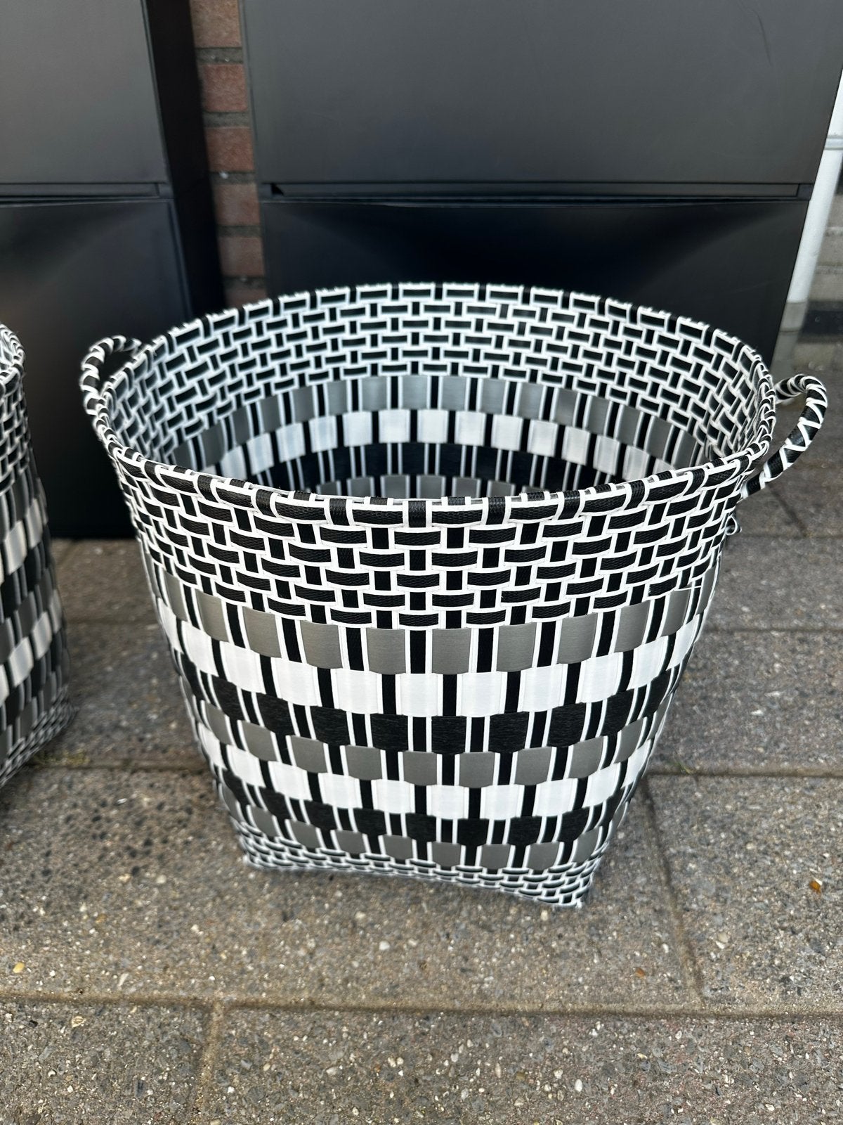 2 wasmanden - zwart/wit/grijs - 40x35cm, Ophalen, Nieuw, Meerkleurig, Kunststof