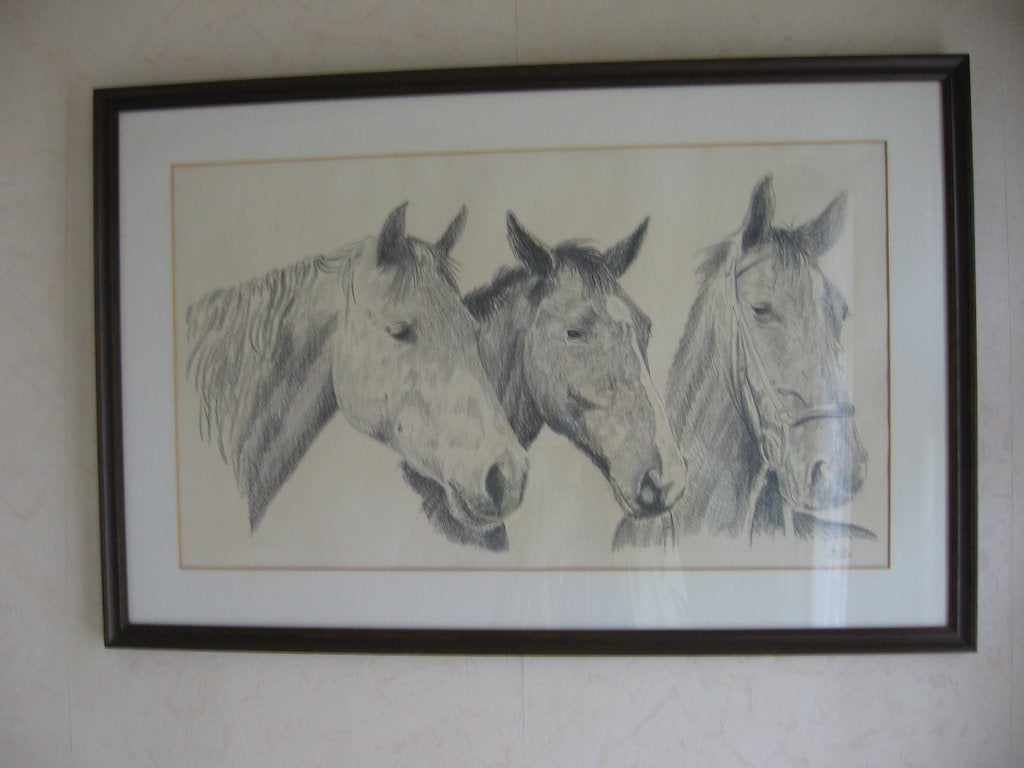 schilderij  tekening houtskool, Antiek en Kunst, Ophalen, Gedateerd