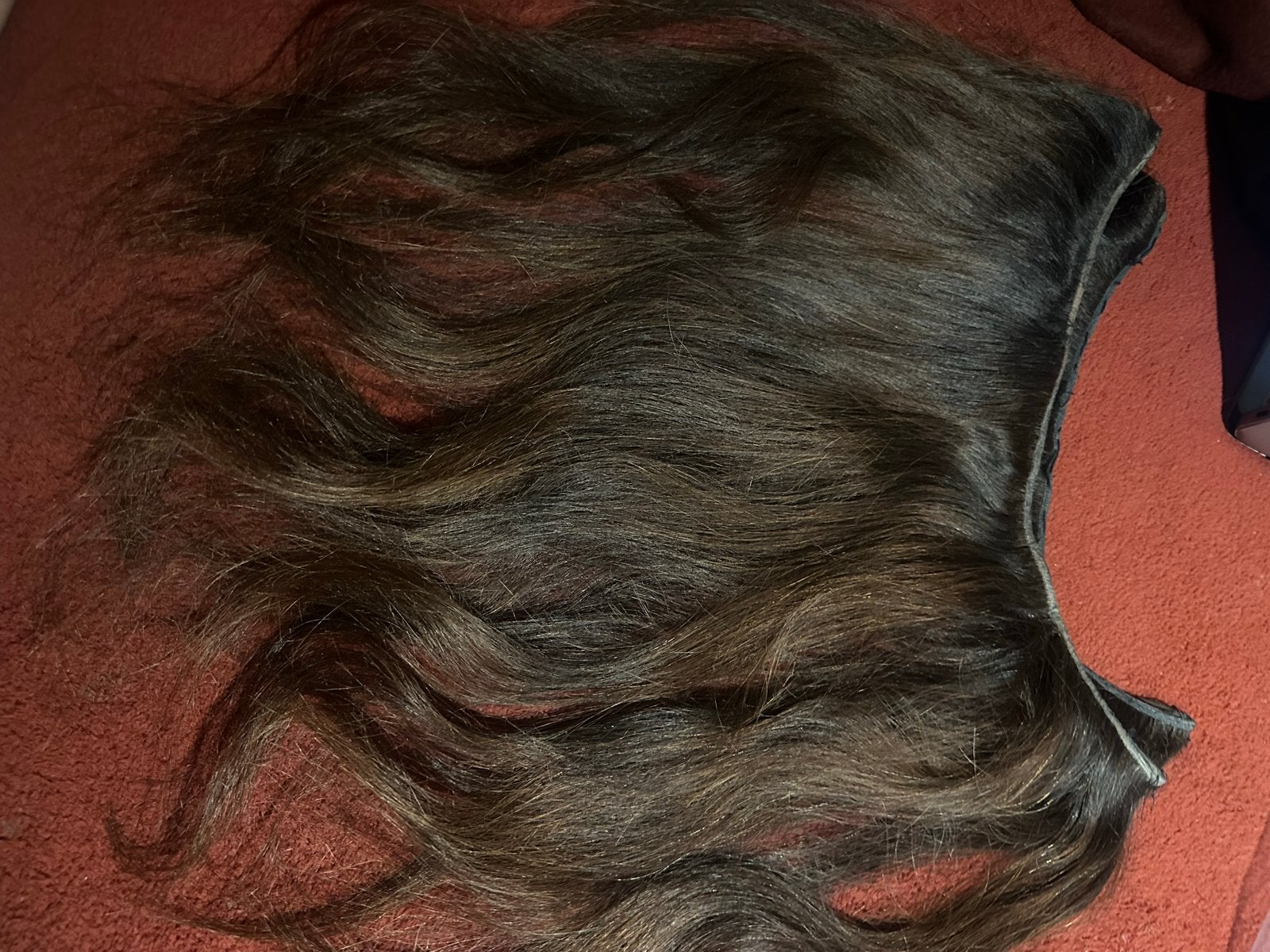 Weave extensions bruin/kastanjebruin met clips 45-50cm, Ophalen of Verzenden, Gebruikt, Pruik of Haarverlenging