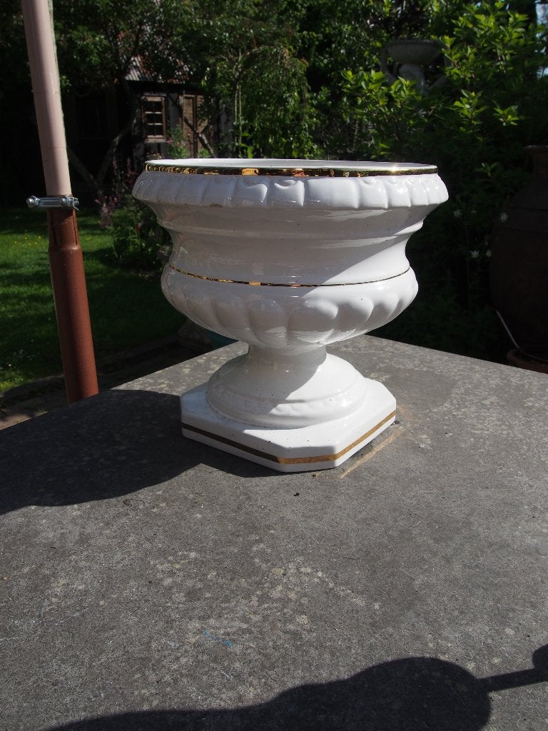 Brocante bloempot, 30 cm hoog, met beschadiging, Tuin en Terras, Gebruikt, Minder dan 40 cm, Aardewerk, Ophalen