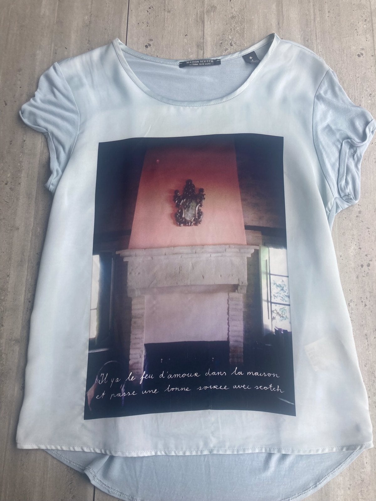 SHIRT MAISON SCOTCH MT 2., Kleding | Dames, T-shirts, Ophalen of Verzenden, Zo goed als nieuw, Maat 38/40 (M), Korte mouw