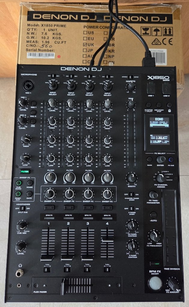 Denon professionele DJ mixer X1850 Prime nieuwstaat garantie, Verzenden, Zo goed als nieuw, Minder dan 5 kanalen, Microfooningang