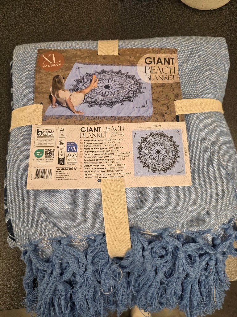 Beach Blanket / Strandlaken XL 200cmx200cm Blauw, Ophalen of Verzenden, Nieuw