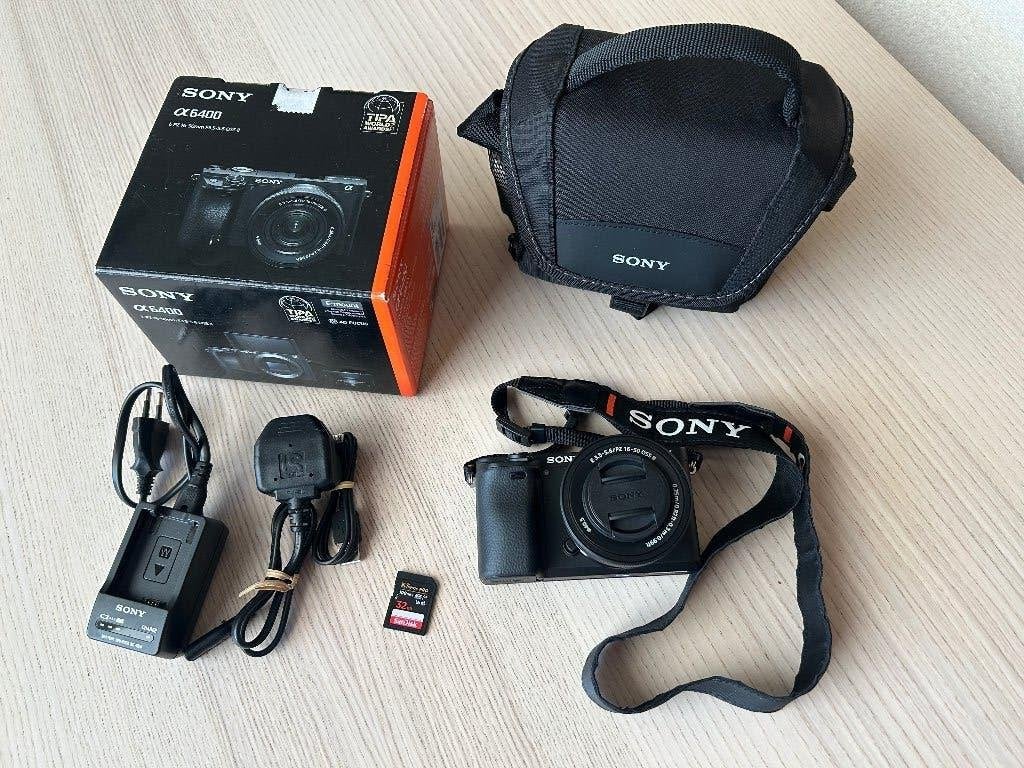 Sony Alpha A6400 systeemcamera met 16-50mm lens, Ophalen, Geheugenkaart, Zo goed als nieuw, 24 megapixels