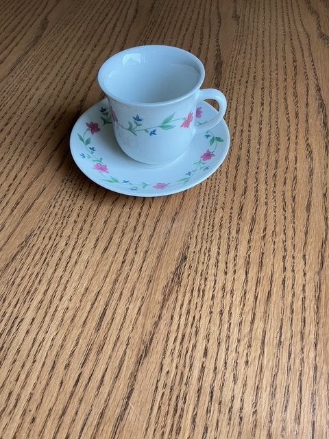 Set van 4 Vintage Kop en Schotel met Bloemenpatroon, Overige merken, Keramiek, Vintage, Ophalen of Verzenden
