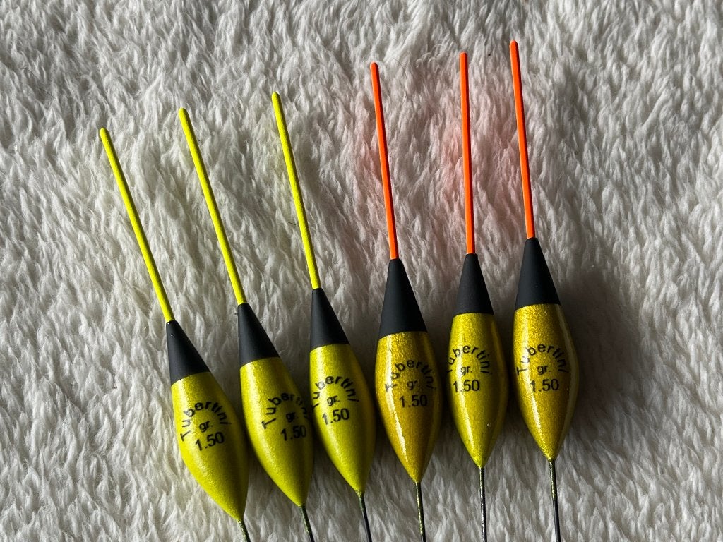 adv 132 / NIEUW set 6 dobbers TUBERTINI 1,50gr, Ophalen of Verzenden, Nieuw, Dobber of Lood