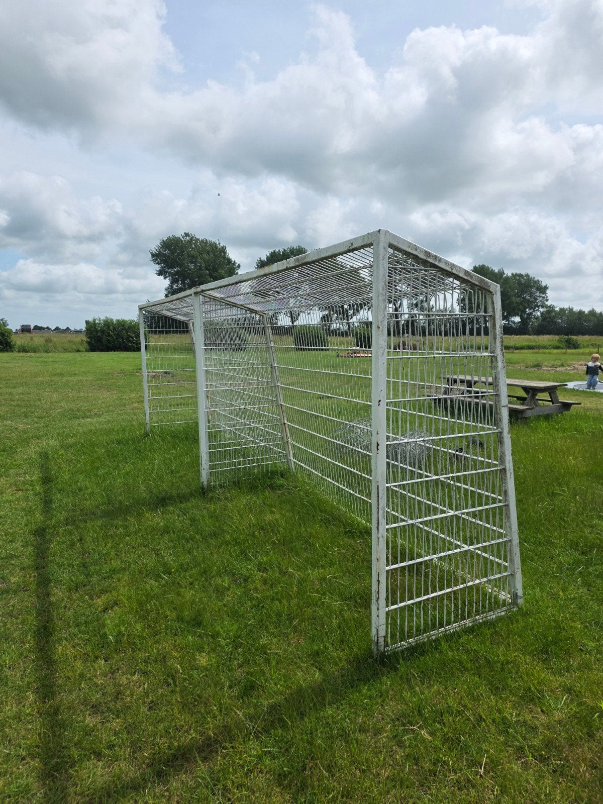 Stevige metalen voetbaldoeltjes (2 stuks), Maat XS of kleiner, Ophalen of Verzenden, Gebruikt, Overige typen
