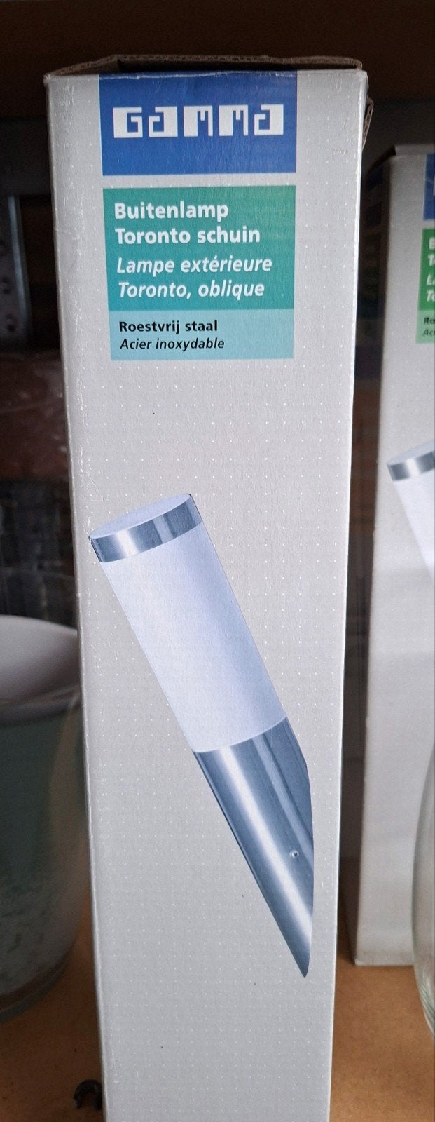 2 Nieuwe Gamma Buitenlampen Toronto Schuin RVS, Overige typen, Nieuw, Ophalen of Verzenden, Rvs