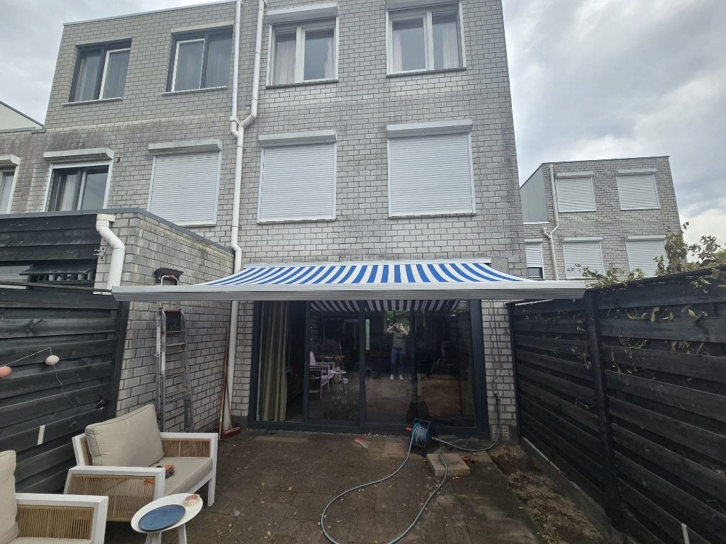 Knikarm zonnescherm, Tuin en Terras, Zonneschermen, Ophalen, Gebruikt, 150 tot 300 cm, 250 cm tot 450 cm