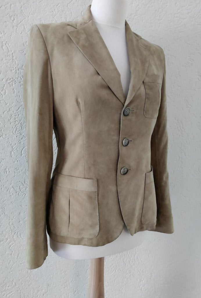Ralph Lauren comfortabel colbert suède zandkleur lichtbruin, Maat 38/40 (M), Beige, Ophalen of Verzenden, Zo goed als nieuw