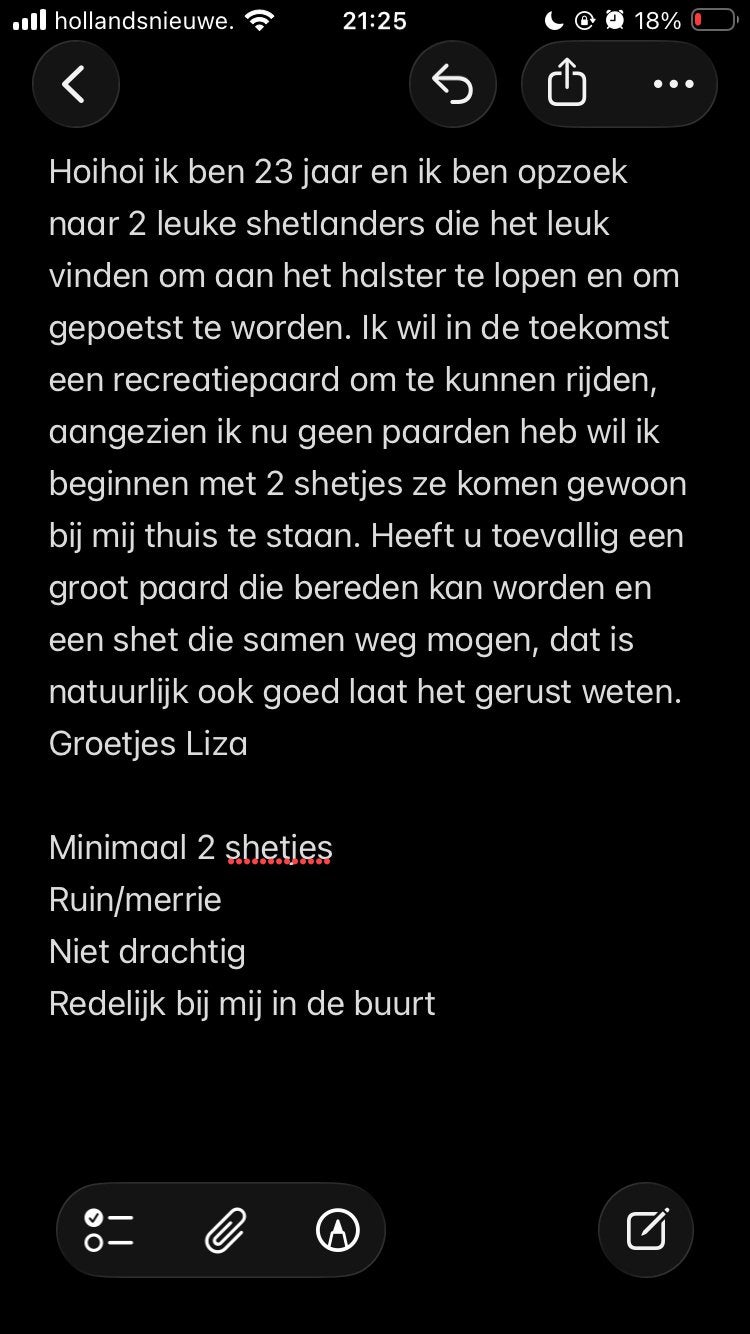 Shetlander gezocht zie foto, Ophalen
