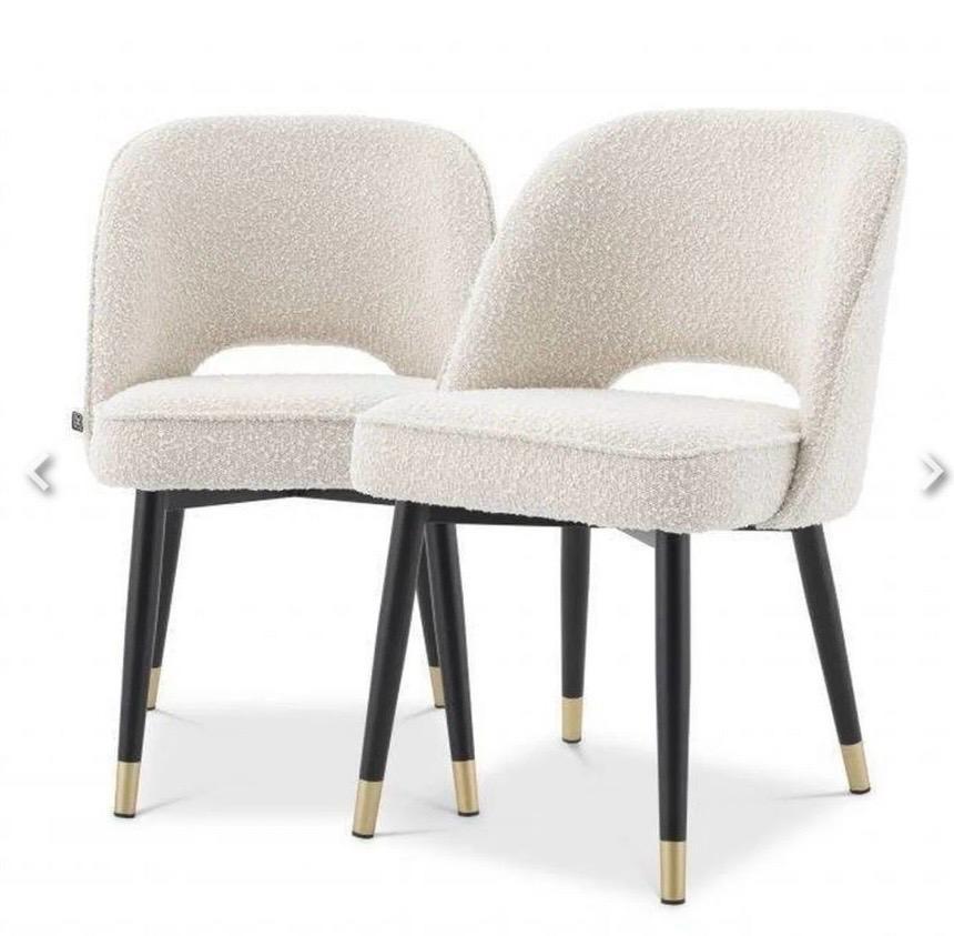 Eichholtz Dining Chair Cliff Bouclé Crème - Set van 2, Ophalen, Twee, Overige kleuren, Nieuw