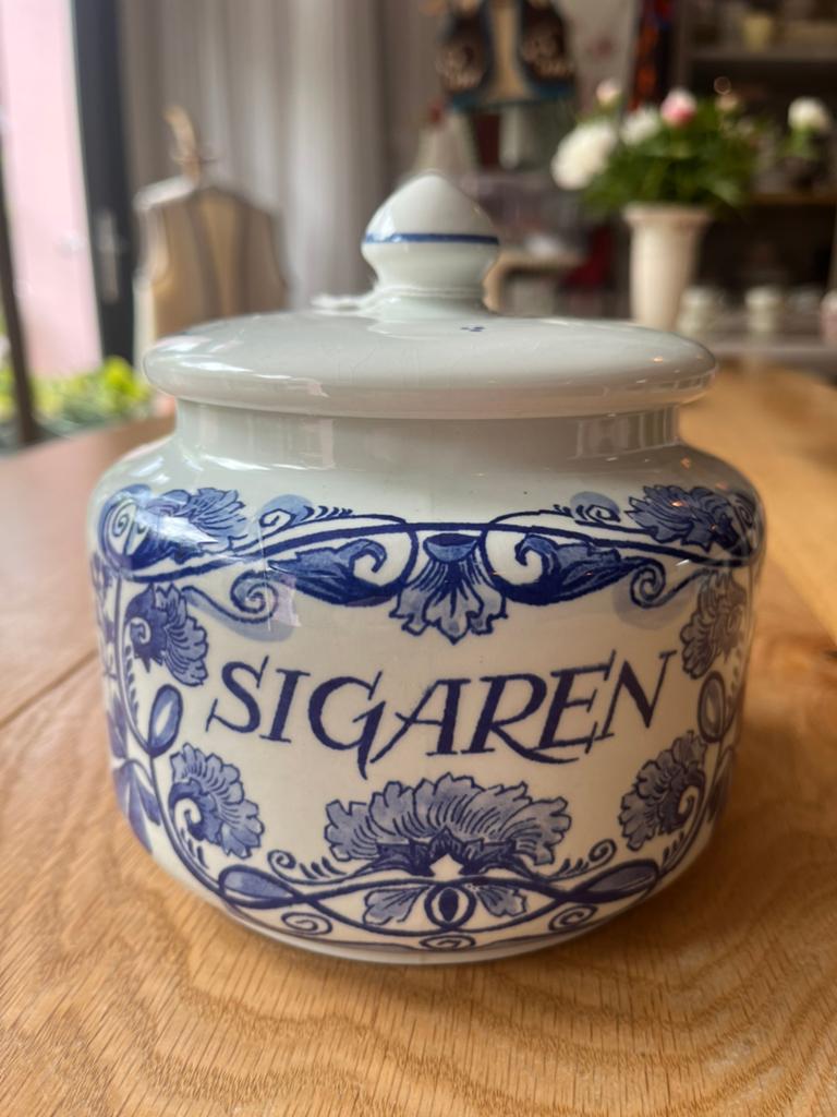 Vintage sigaren  humidor / tabakspot, Ophalen of Verzenden