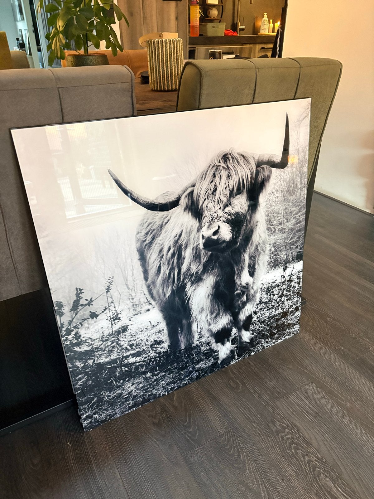 Schotse Hooglander of Zebra (glas) 30 per stuk samen €50, Ophalen, Zo goed als nieuw, Schilderij, 75 tot 100 cm