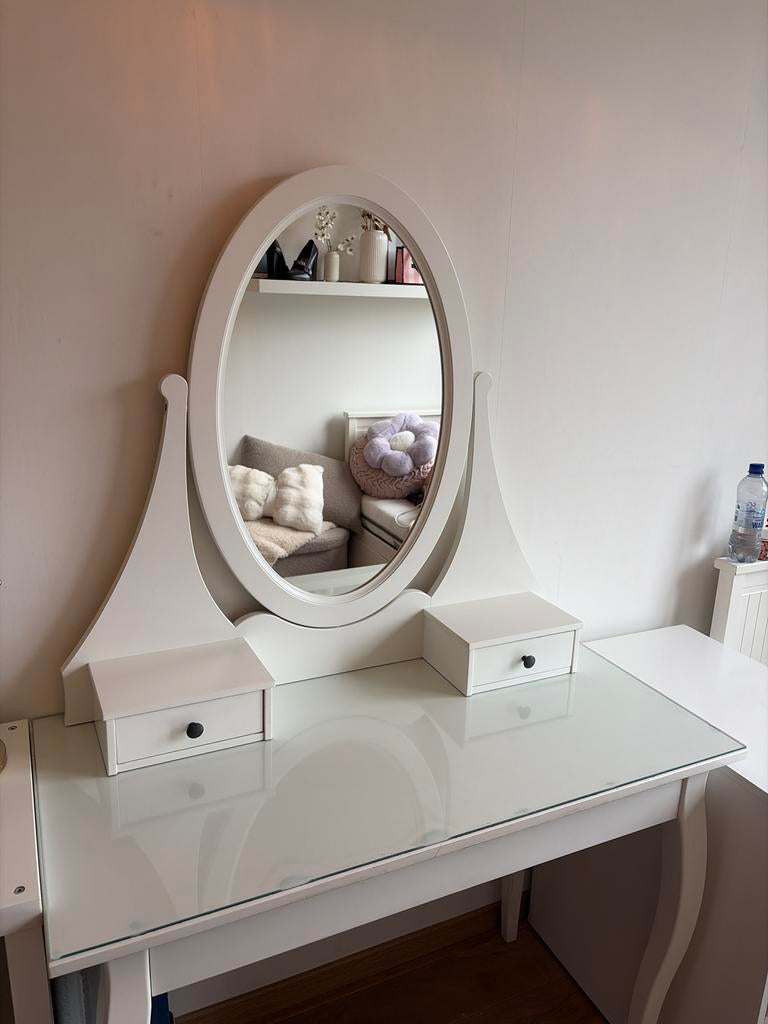 IKEA HEMMES toilettafel met spiegel, Ophalen, Gebruikt, Hout, 100 tot 150 cm