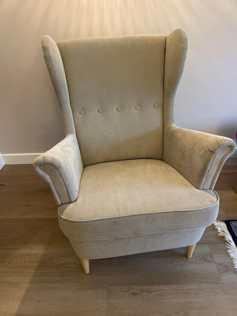 Strandmon ikea fauteuil - ribstof - zo goed als nieuw, Huis en Inrichting, Fauteuils, Ophalen, Zo goed als nieuw, Stof, 75 tot 100 cm
