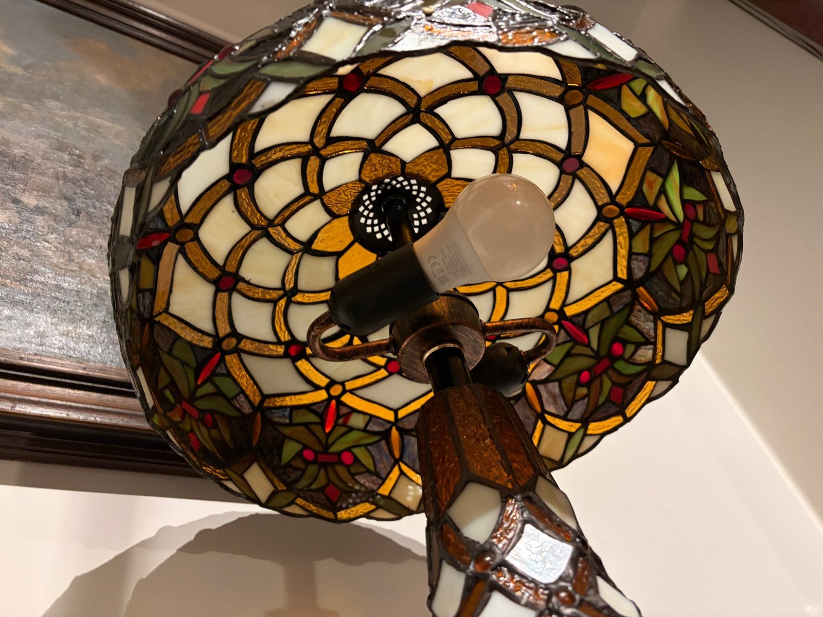 2 Tiffany Paddestoel Lampen voor Engelse Inrichting/Kantoor, Ophalen of Verzenden