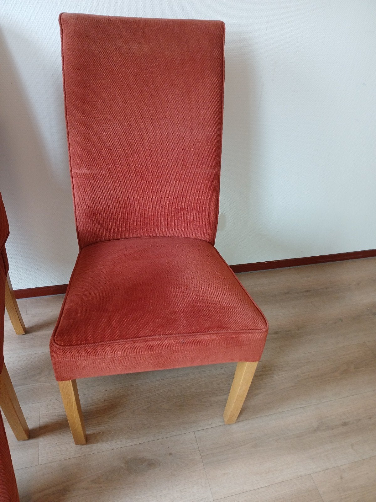 Set van 4 oranje eetkamerstoelen, Ophalen, Gebruikt, Overige kleuren, Vier