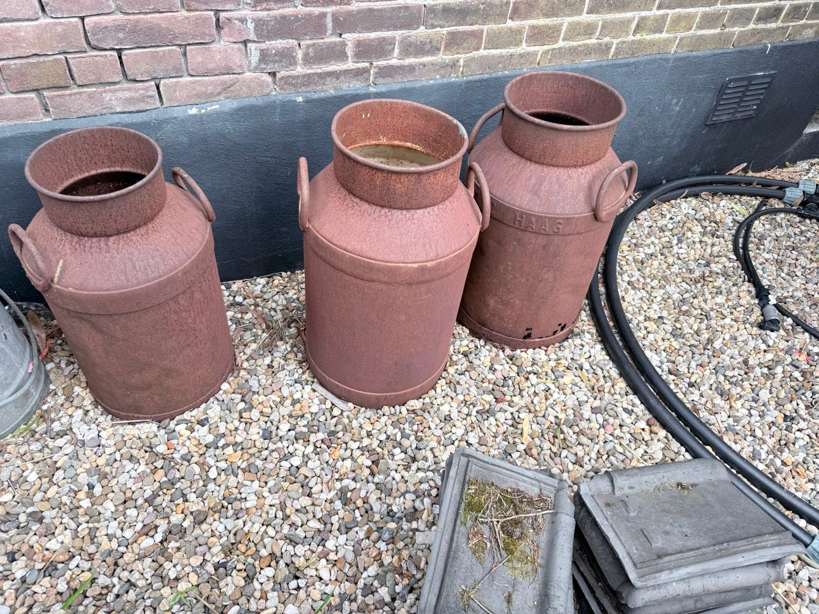 Set van 3 Oude Melkbussen - Decoratief en Rustiek, Antiek en Kunst, Ophalen of Verzenden