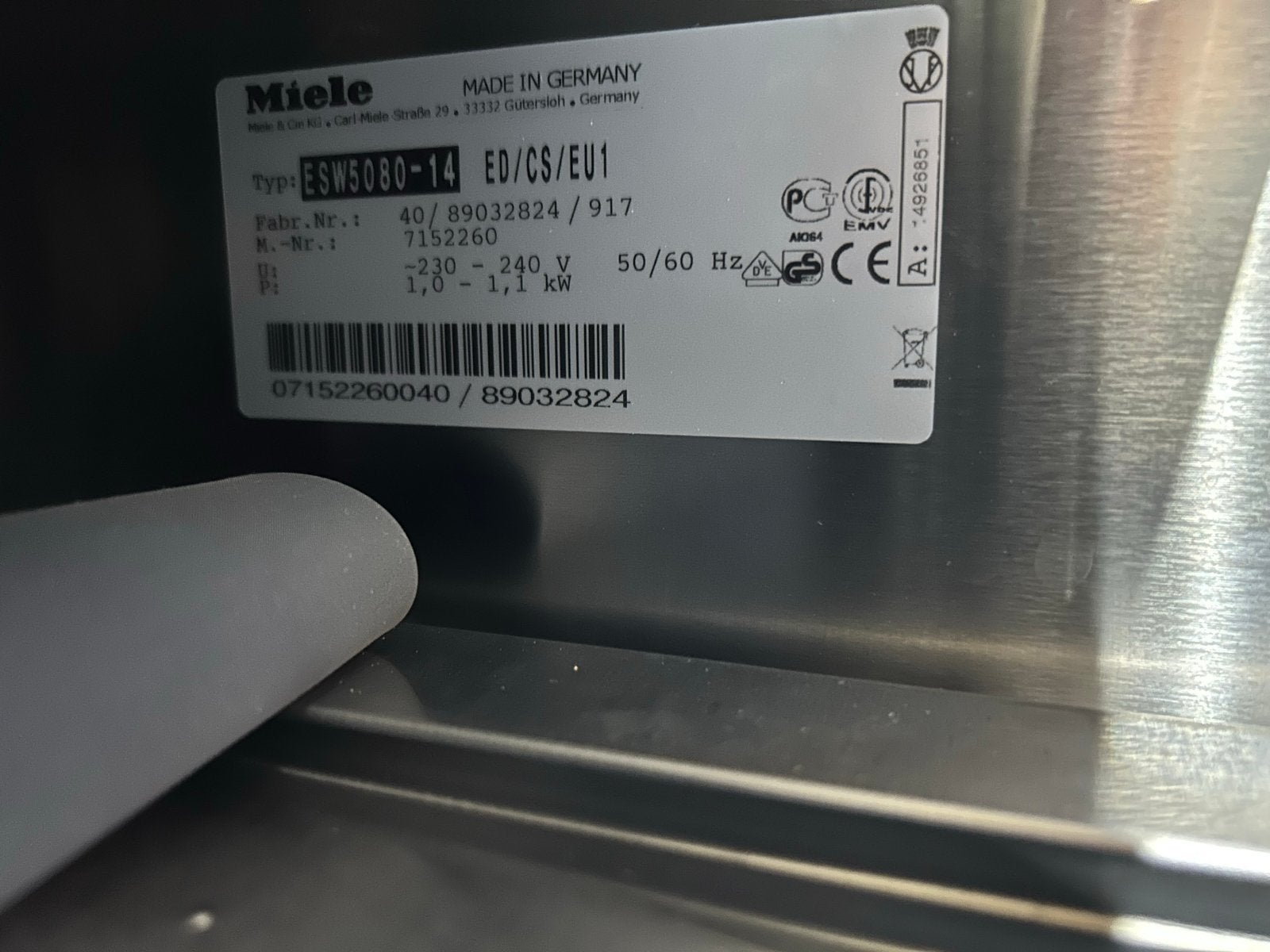 Miele ESW5080-14 Inbouw Warmhoudlade - Zo goed als nieuw, Minder dan 45 cm, Oven, Ophalen of Verzenden, Zo goed als nieuw