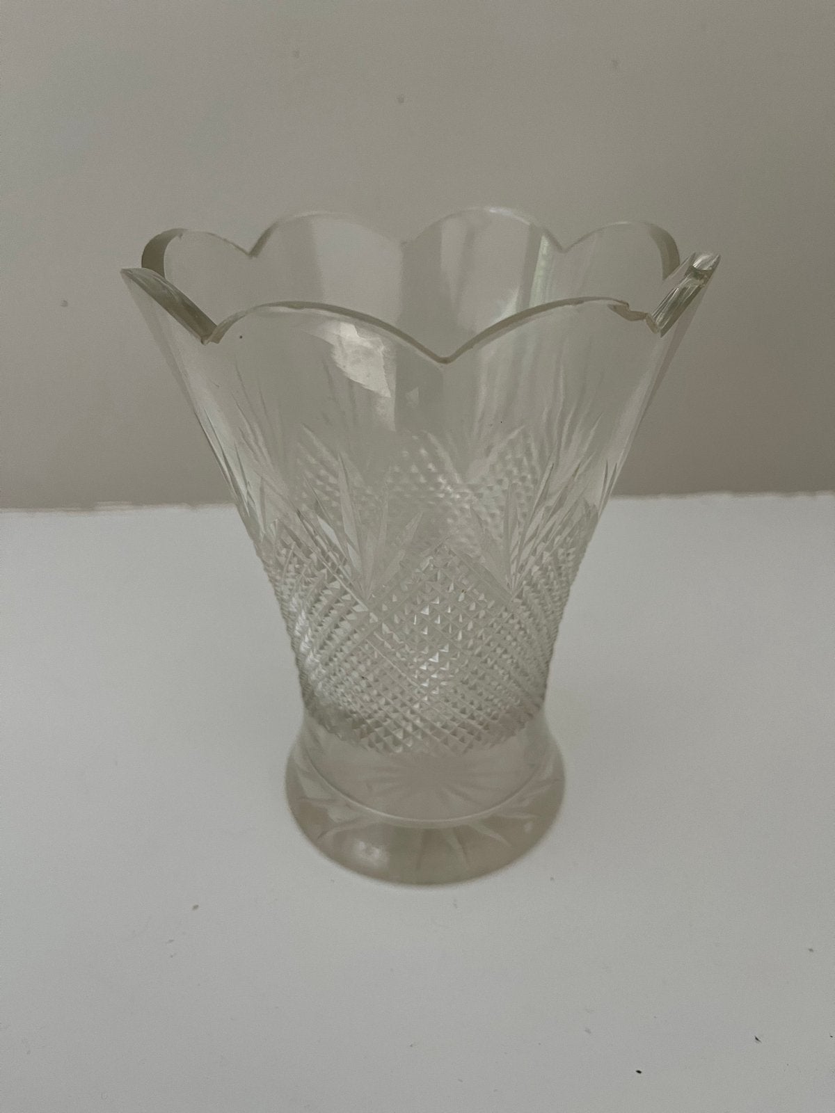 Vintage Kristallen Vaas met Bloemmotief, Ophalen of Verzenden