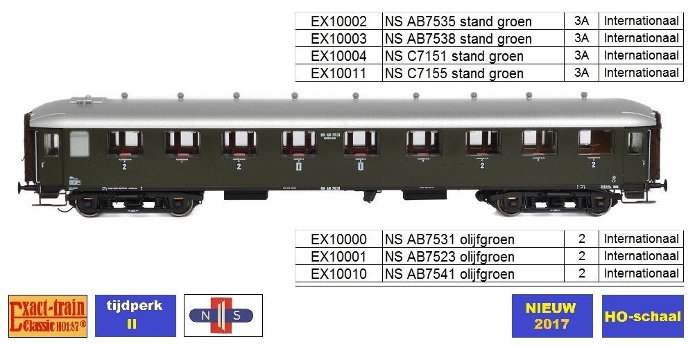 Exact-train EX10003 NS AB 7538 tp. III - HO, Hobby en Vrije tijd, Modeltreinen | H0, Overige merken, Gelijkstroom, Ophalen of Verzenden
