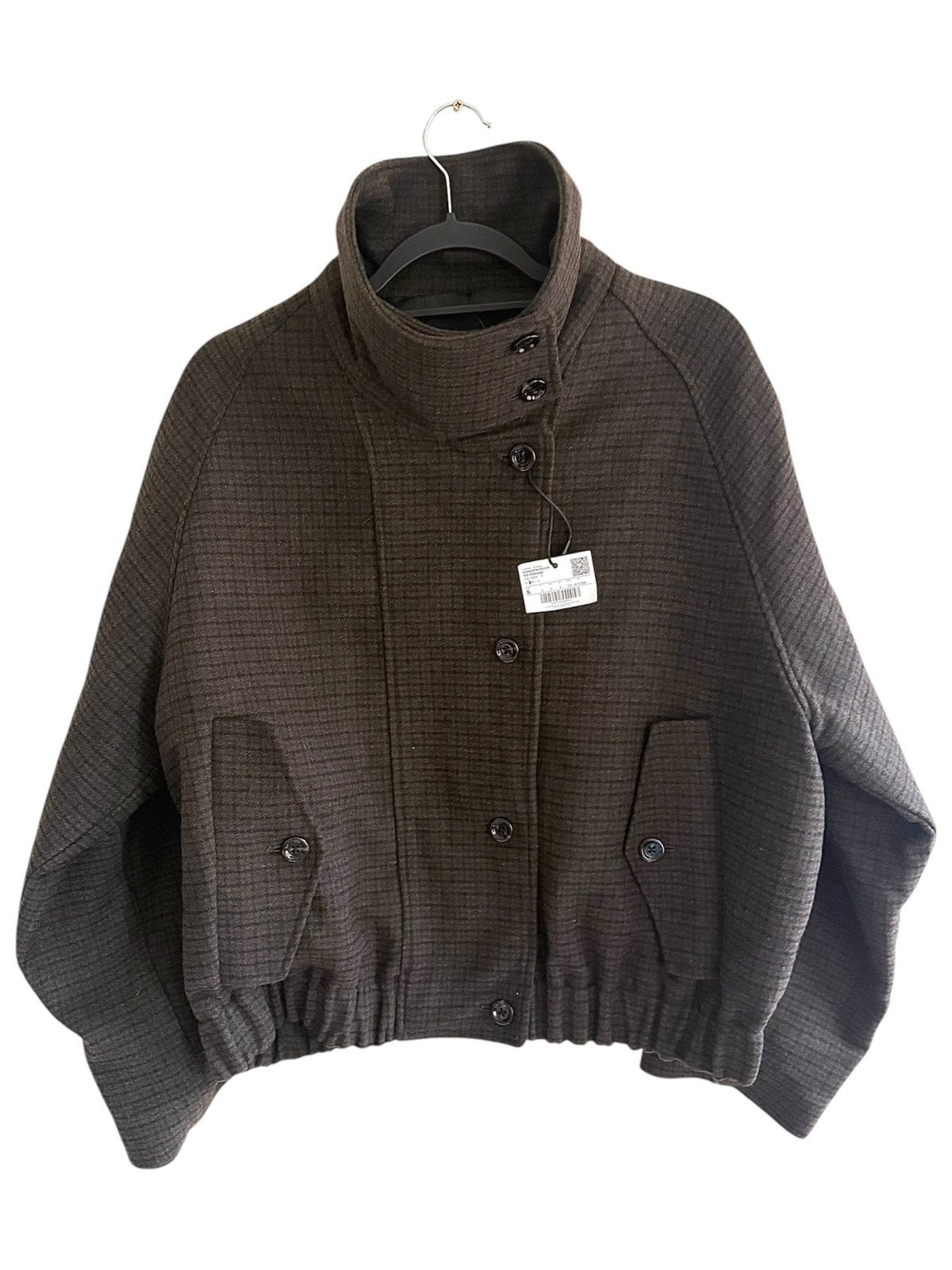 Bruin geruite jas met wol MANGO nieuw, Ophalen of Verzenden, Nieuw, Maat 36 (S), Bruin