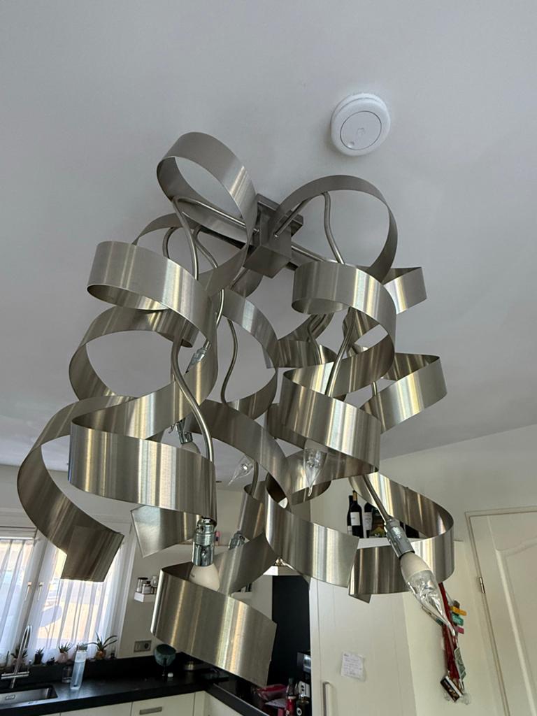 Dijkos / Ztahl Design Hanglamp RVS - 80cm Hoog, Huis en Inrichting, Lampen | Hanglampen, Ophalen, Gebruikt, Metaal, 75 cm of meer