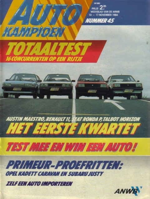 Autokampioen 45 1984 : Austin Maestro - Talbot Horizon LS, Ophalen of Verzenden, Gelezen, Algemeen