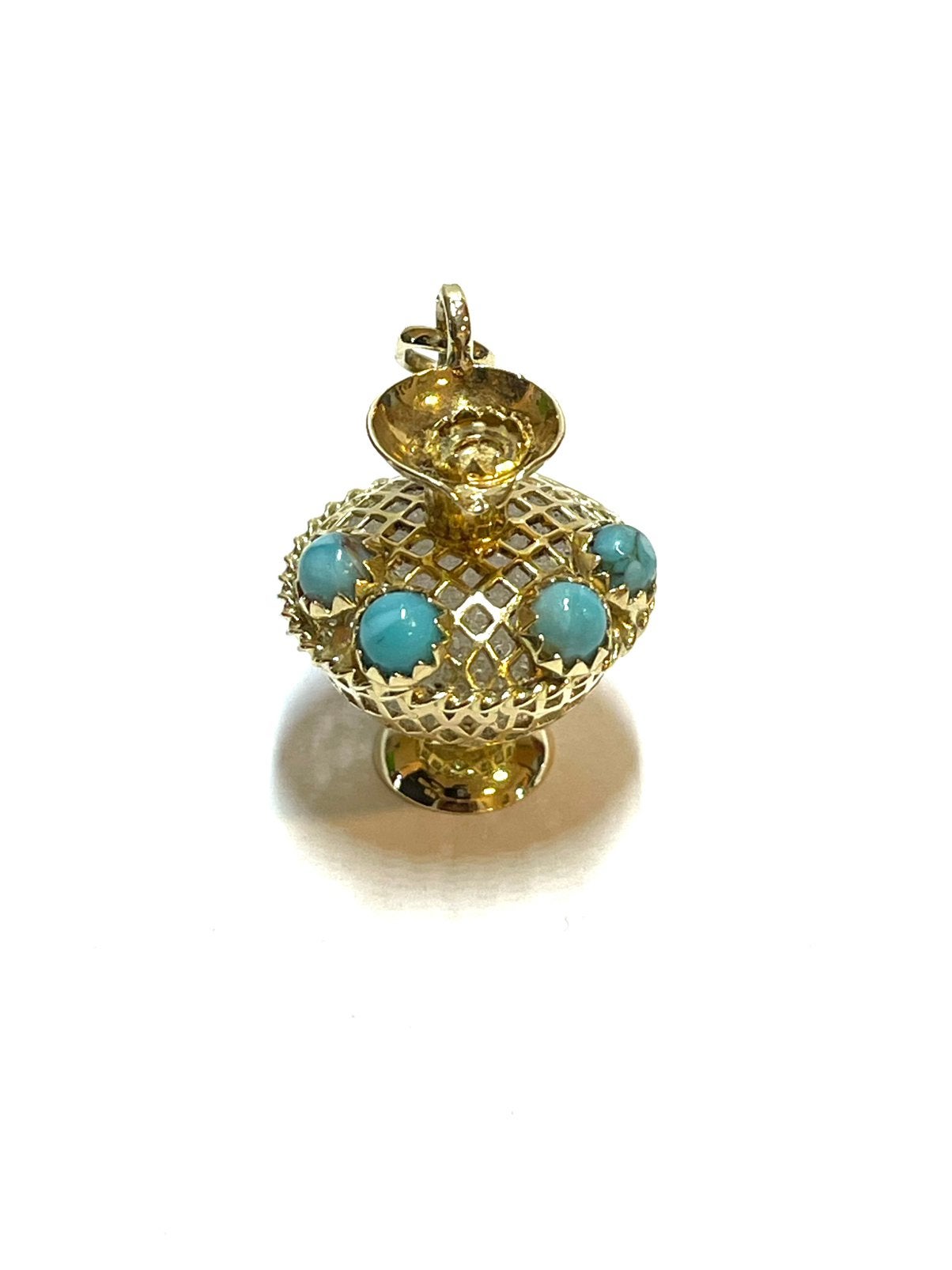 14k gouden hanger met turquoise, Overige voorstellingen, -, -, Ophalen of Verzenden