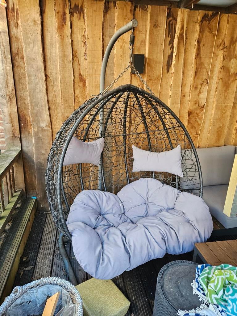 Tweepersoons hang stoel ei, Tuin en Terras, Tuinstoelen, Gebruikt, Ophalen