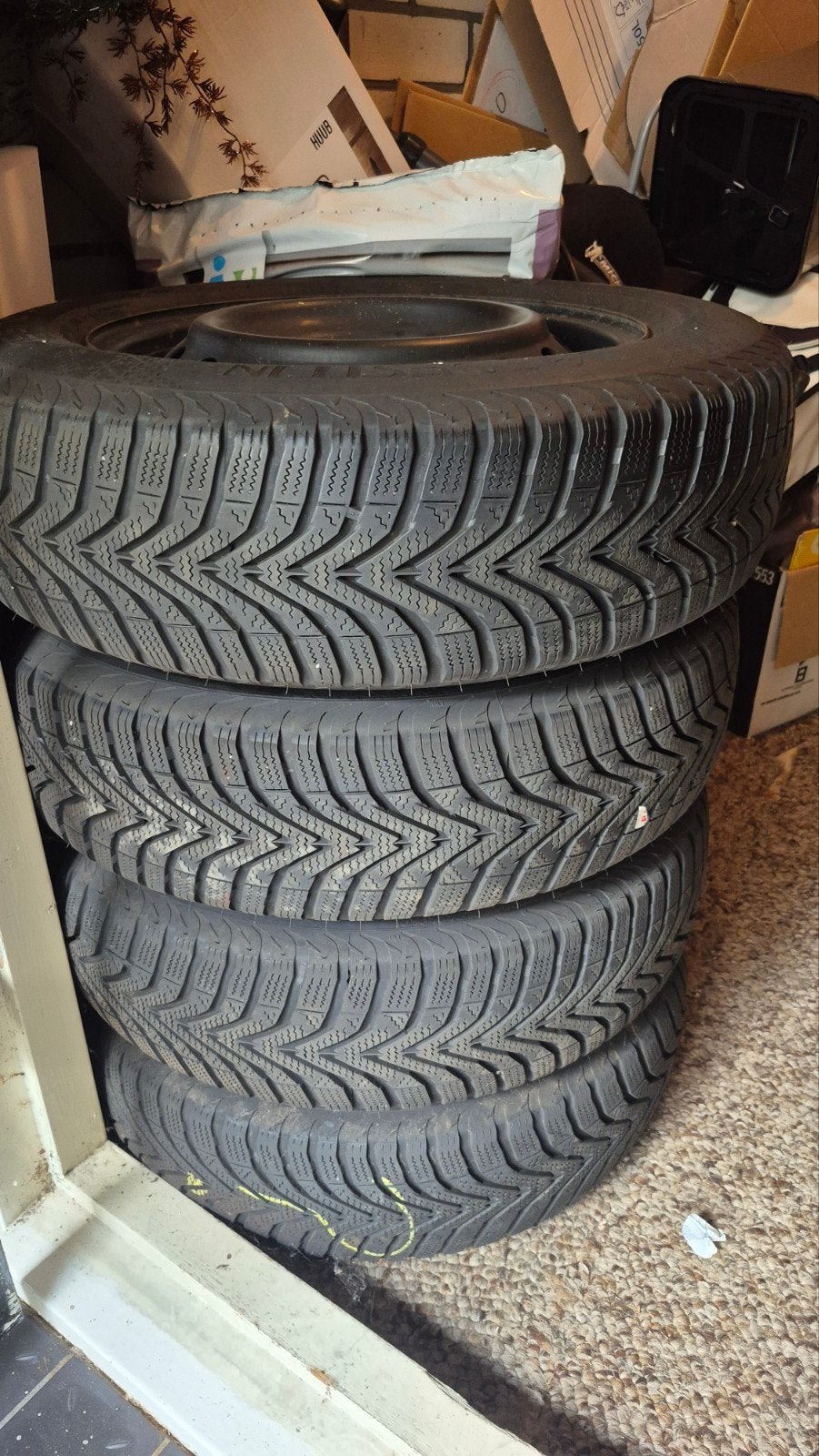Vredestein Snowtrac winterbanden met stalen velgen 165/70 R1, Ophalen, 14 inch, Banden en Velgen, Winterbanden