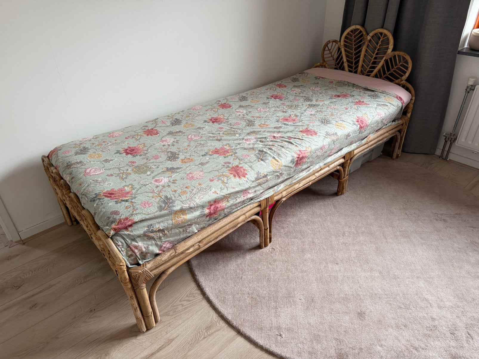 Rotan bed, Ophalen, Zo goed als nieuw, Eenpersoons, 80 cm