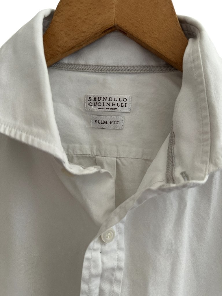 Brunello Cucinelli overhemd M, Wit, Nieuw, Halswijdte 39/40 (M), Ophalen of Verzenden