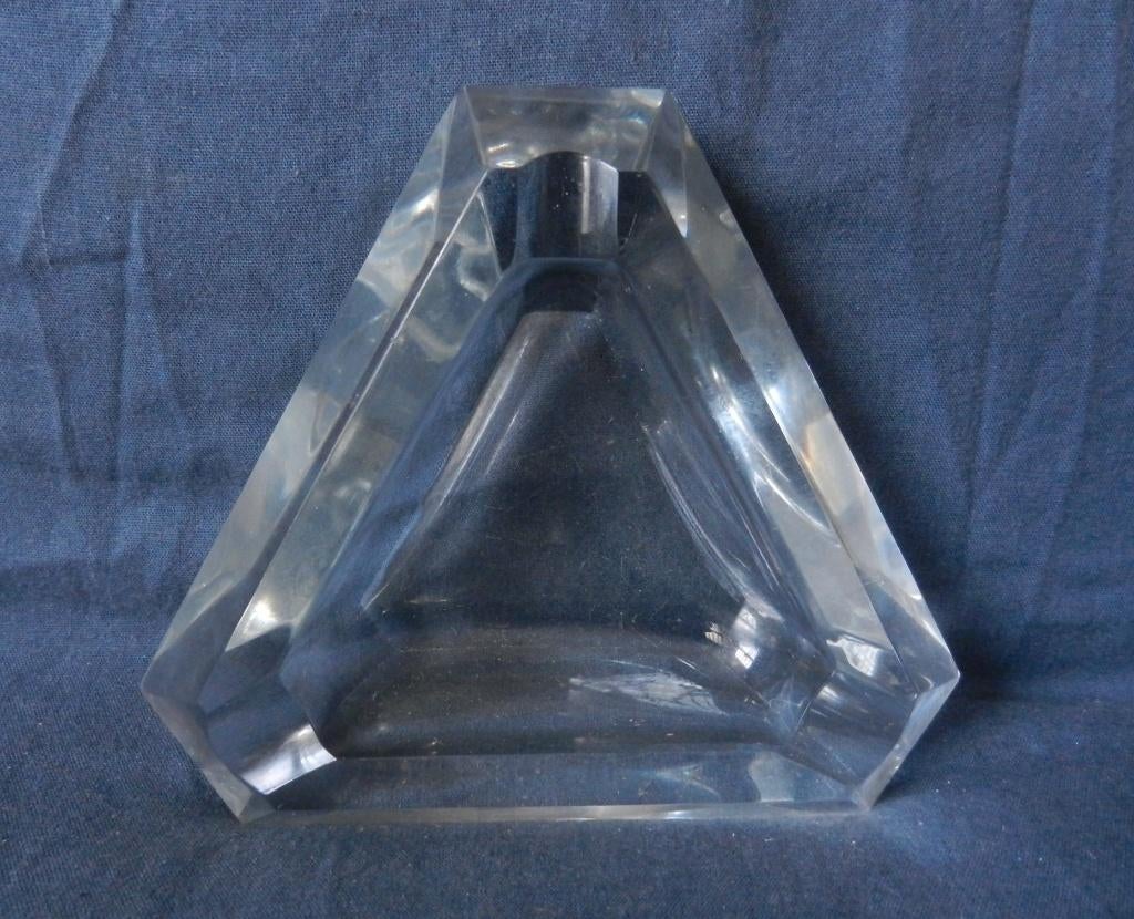 Driehoekige krstallen asbak Val Saint Lambert b. 13,3 cm., Antiek en Kunst, Ophalen of Verzenden