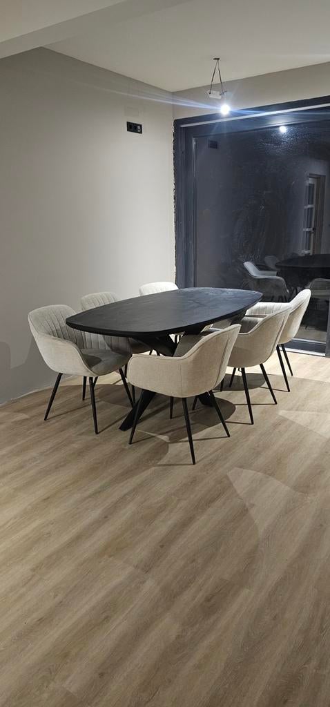Deense ovaal eettafel 180x100 cm met stalen poten, Ophalen, 100 tot 150 cm, Zo goed als nieuw, Ovaal