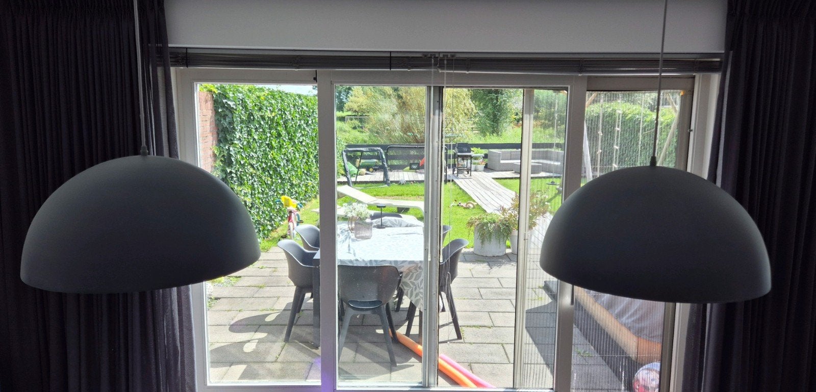 Moderne hanglampen, grijs beton look, Ophalen, Gebruikt, E27 (groot), Metaal