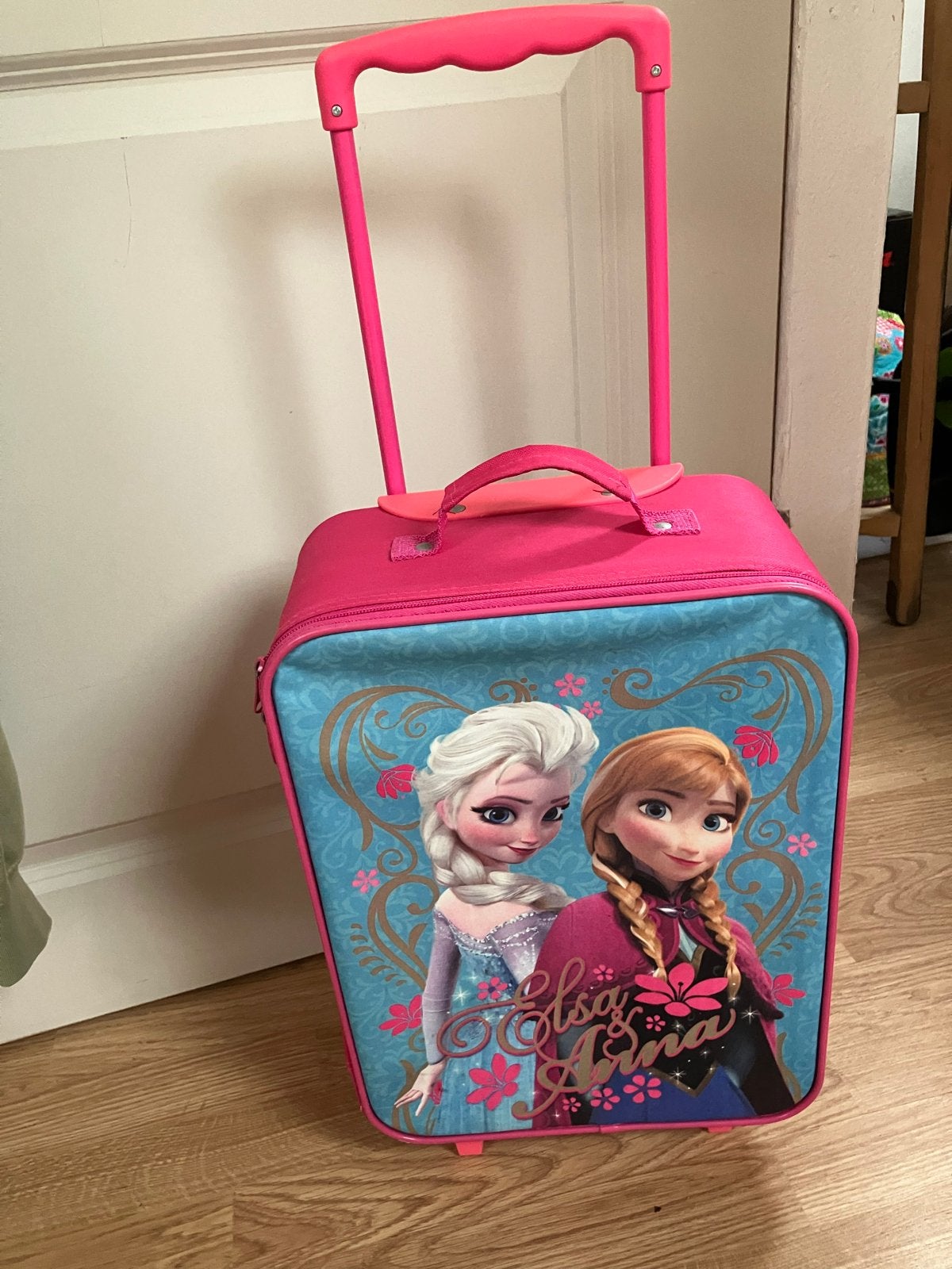 Frozen Elsa & Anna Kinderkoffer met Wieltjes - Roze, 40 tot 60 cm, 20 tot 30 cm, Ophalen of Verzenden, Zo goed als nieuw