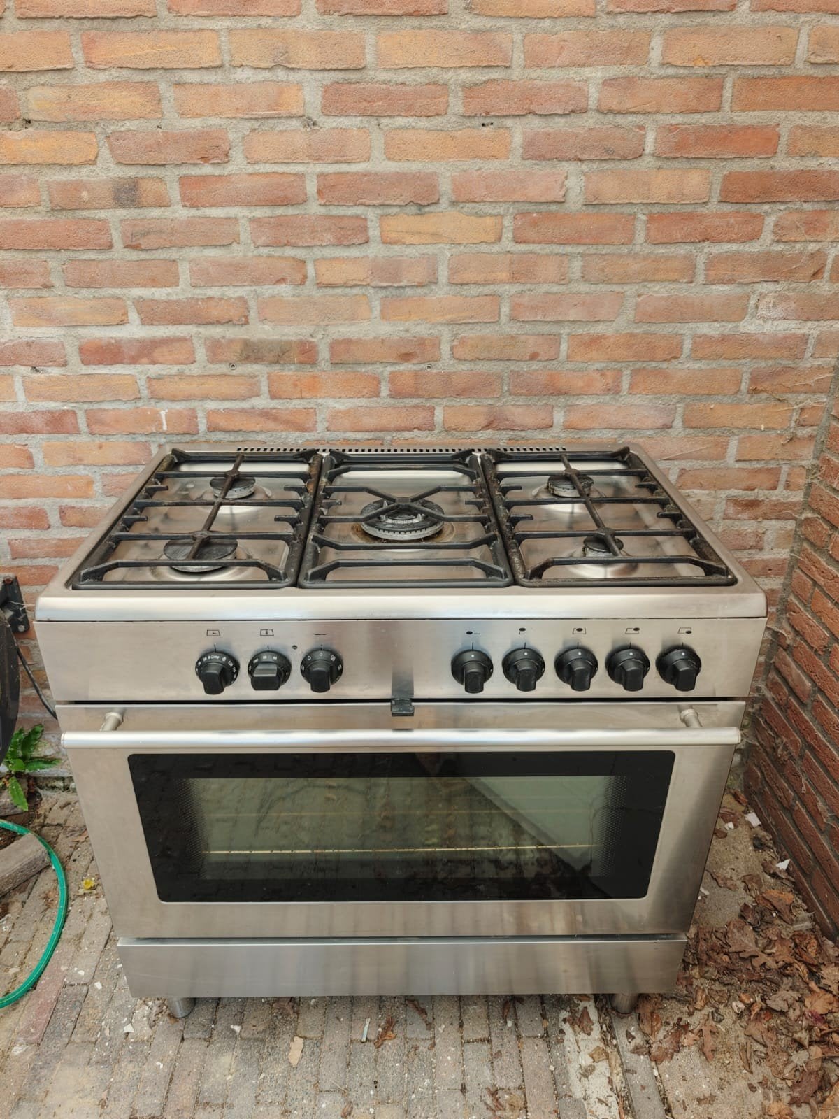 Vrijstaand gasfornuis met oven - RVS, Ophalen, Gebruikt, 60 cm of meer, Gas