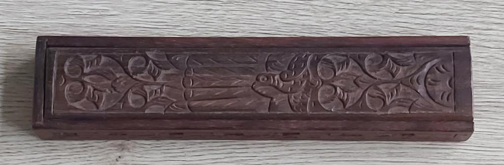 Vintage Houten Penendoos Snijwerk Indonesië, Ophalen of Verzenden