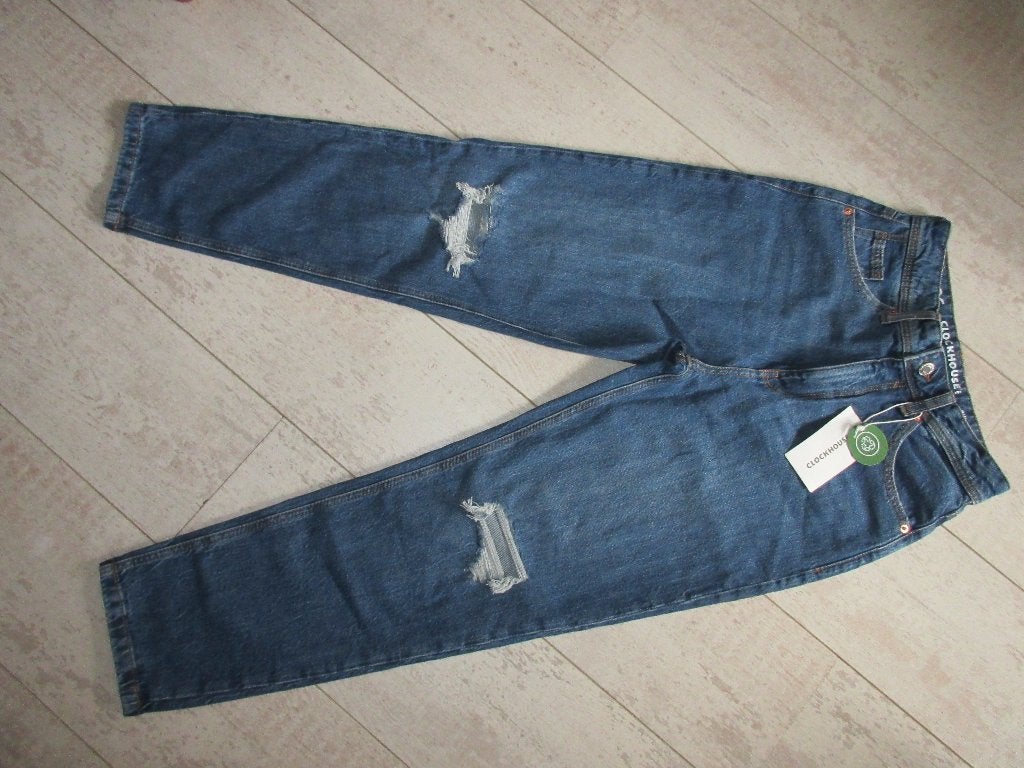 NIEUW: damesspijkerbroek open knieën Clockhouse maat 36, Blauw, Overige jeansmaten, Nieuw, Ophalen of Verzenden