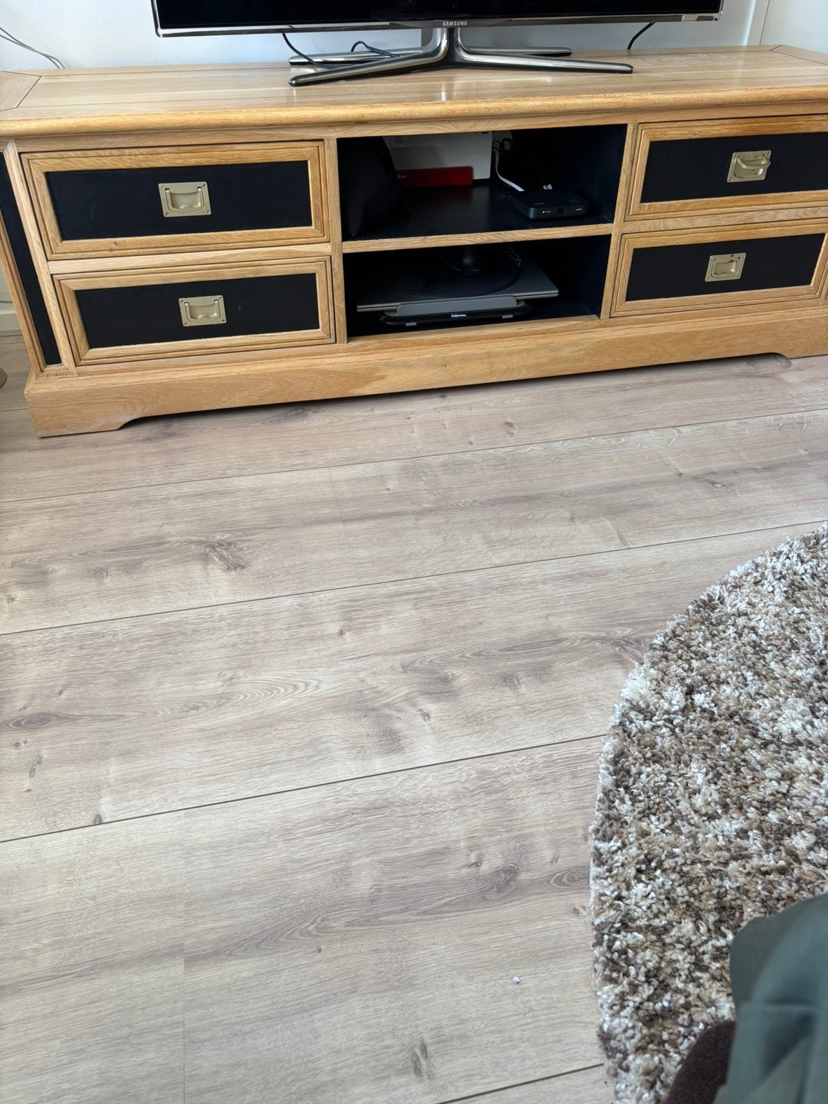 Eiken tv meubel, Ophalen, Gebruikt, 150 tot 200 cm, Eikenhout
