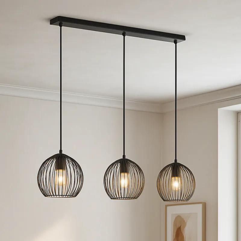 Industriële zwarte WIRO hanglamp – 3 lichtpunten goede staat, Ophalen, Zo goed als nieuw, Metaal