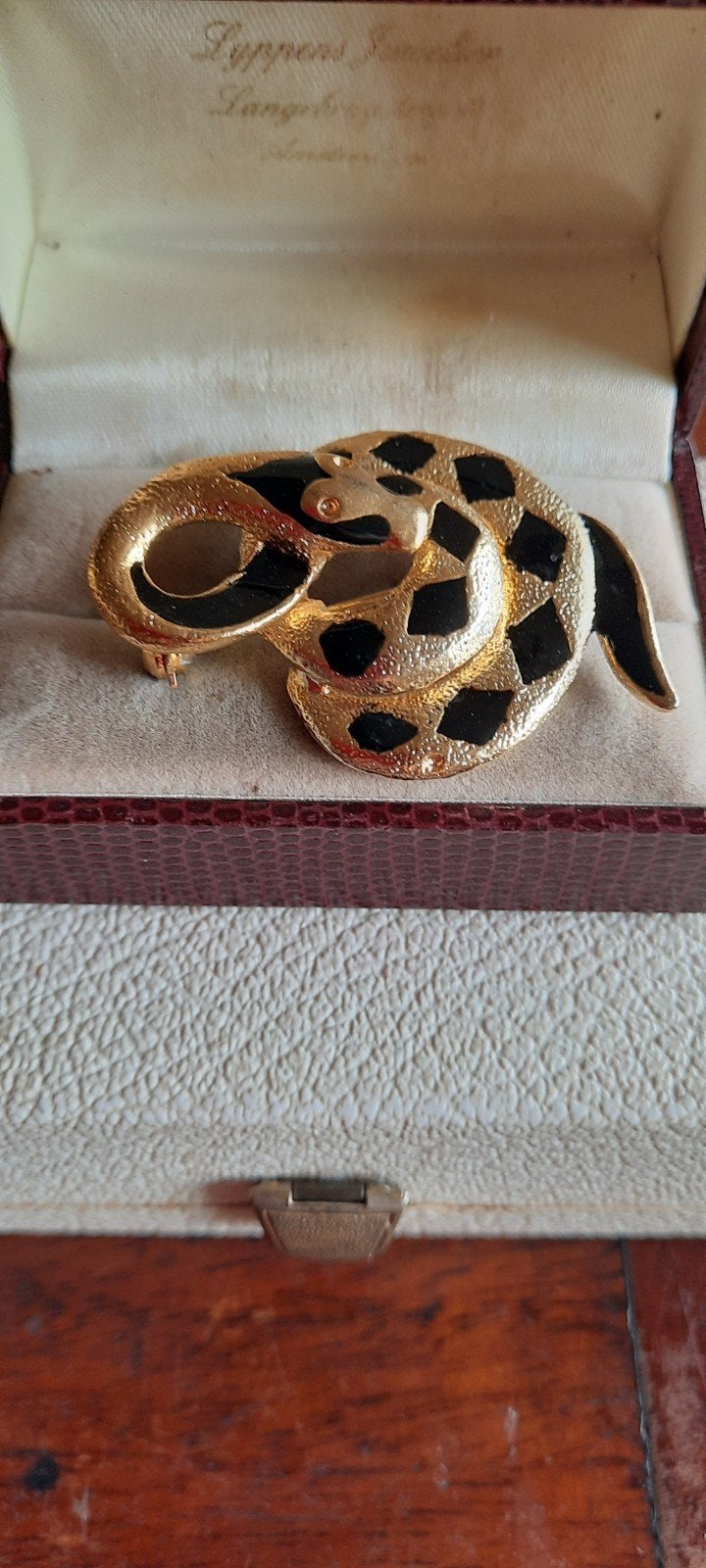 Vintage  broche slang,Attwood & Sawyer,emaille cloisonné., Overige materialen, 4 tot 7 cm, Gebruikt, Ophalen of Verzenden