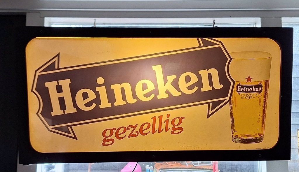 Zelf gemaakte lichtbak, lichtreclame van Heineken bier🍺, Ophalen, Gebruikt, ., Lichtbak of (neon) lamp
