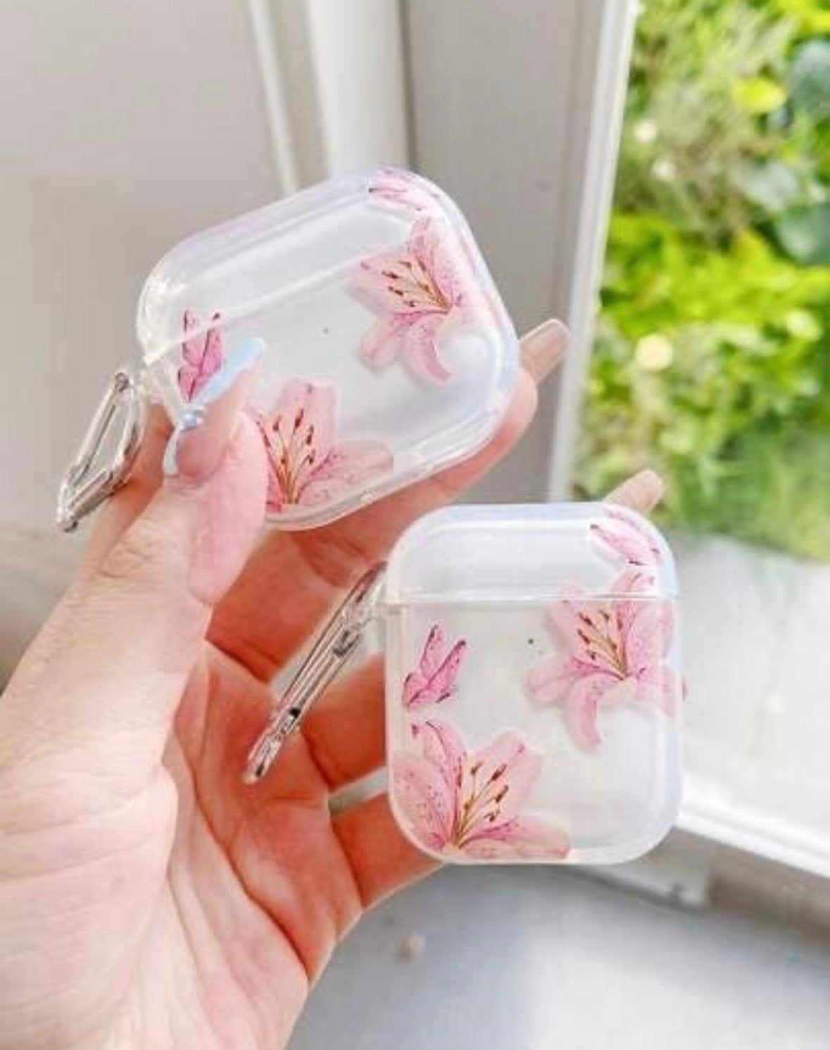 Transparant AirPods hoesje met bloemenprint, Ophalen, Nieuw, Bescherming, Apple