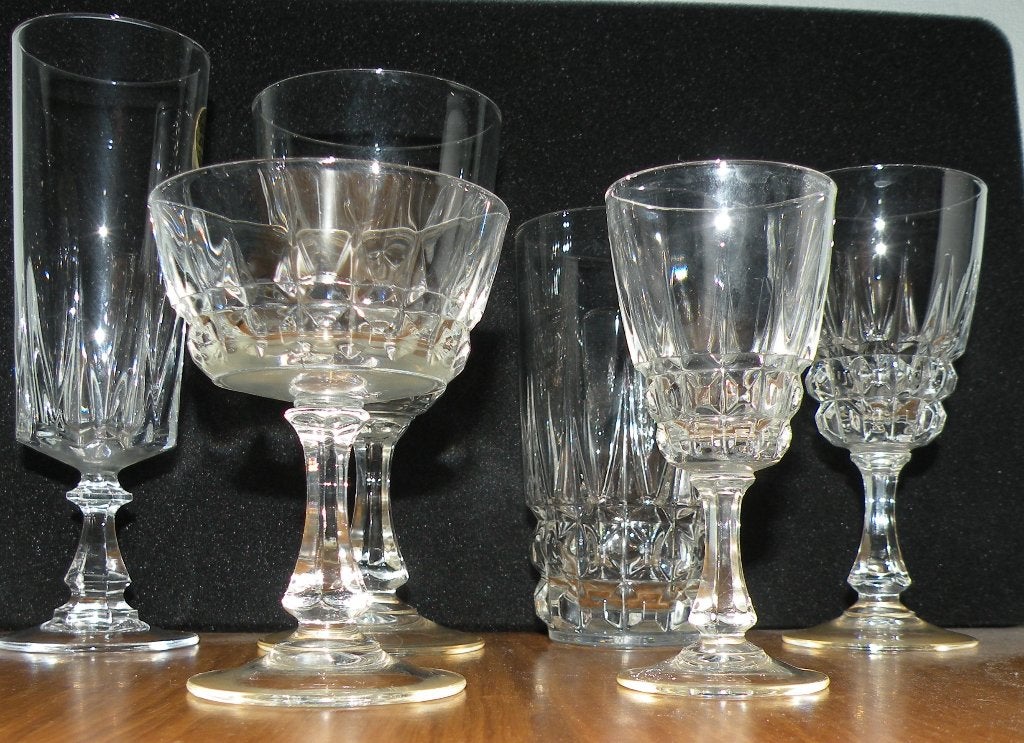 40 delig glasservies kristal Cristal d'Arques Luminac '60'70, Ophalen