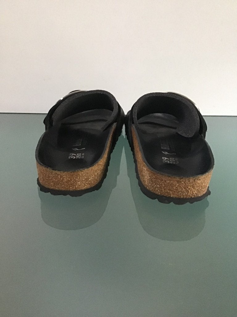 Birkenstock 39 Madrid Big Buckle Zwart | Gratis verzenden, Kleding | Dames, Schoenen, Slippers, Verzenden, Zwart, Zo goed als nieuw